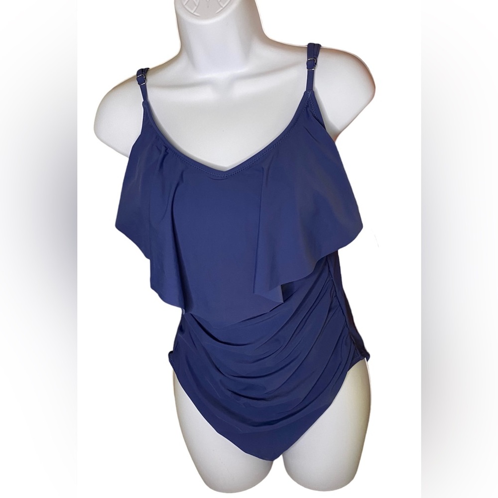 Blooming Jelly Blue One Pc Swim Bathing Tummy Control Suit Size Large NWT